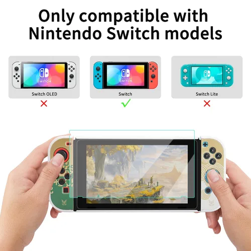 Vista 6 de HYPERCASE White of Zelda Switch OLED Dockable Case for Console & Joycon, Anti-Scratch Switch OLED Protective Cover Skin with Screen Protector & 2