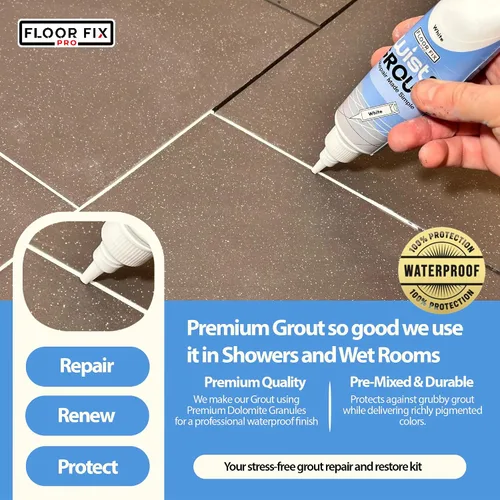 Vista 2 de Floor-Fix Pro Twist & Grout Kit de reparación – Reparación de lechada impermeable premezclada & Alternativa de bolígrafo de pintura de lechada
