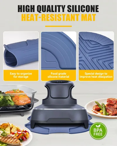 Vista 3 de Alfombrilla de silicona resistente al calor para freidora de aire de vidrio Ninja Crispi Almohadilla caliente reutilizable resistente al calor