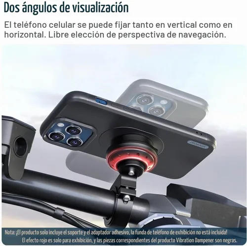 Vista 6 de Soporte de teléfono para motocicleta, soporte de teléfono celular de bicicleta con módulo amortiguador de vibraciones, soporte de manillar delantero