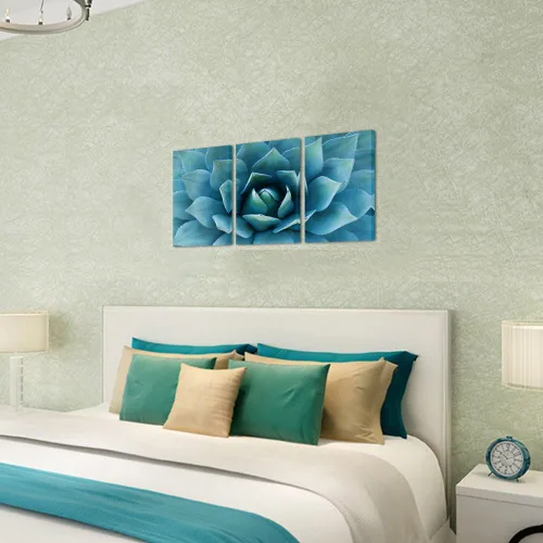 Vista 4 de Biuteawal - Lienzo moderno para pared, pintura de agave azul, pintura de plantas, decoración de pared, turquesa y verde azulado, impresión artística