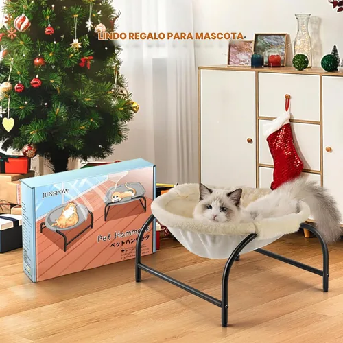 Vista 7 de JUNSPOW Cama para Gatos Percha para Perros Cama Hamaca para Mascotas Cama para Dormir Mascotas Suministros para Gatos Suministros para Mascotas Beige