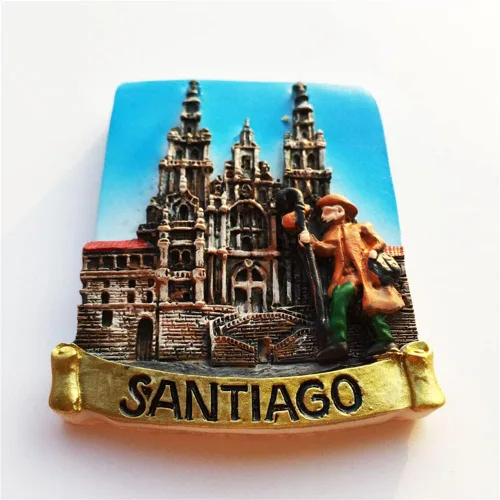 Vista 2 de Santiago Chile - Imán para nevera, recuerdo de viaje, decoración de nevera, calcomanía magnética 3D, colección artesanal