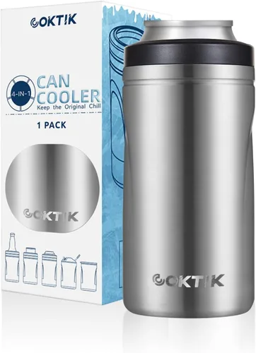 Vista 29 de COKTIK 4 en 1 enfriador de latas aislado, enfriador de latas delgadas de doble pared para latas de 12 oz regulares o delgadas y botellas de cerveza