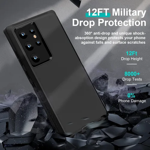 Vista 4 de Funda para Samsung Galaxy S23 Ultra: [grado militar a prueba de golpes] con 2 piezas [protector de cámara + protector de pantalla suave] Funda