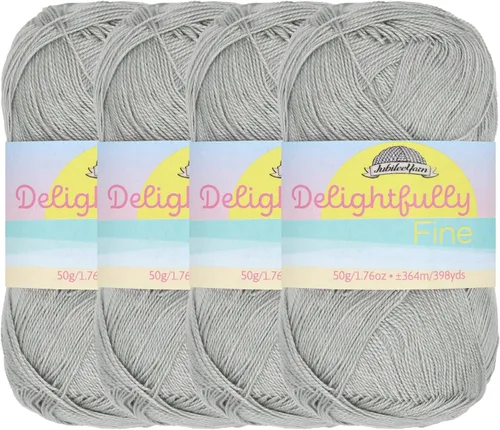 Vista 11 de JubileeYarn - Ovillo de hilo deliciosamente fino, 1.76 oz/madeja de rayón de bambú, color rosa polvo, 4 madejas