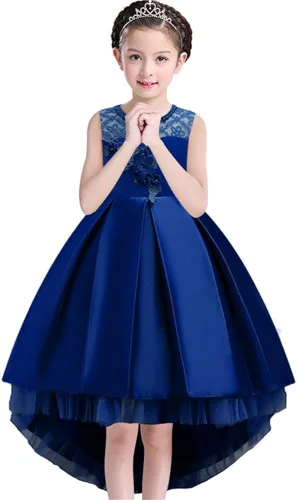 Vista 2 de WEONEDREAM - Vestido de princesa para niña, para boda o fiesta de cumpleaños, con cauda, para edades de 3 a 14años