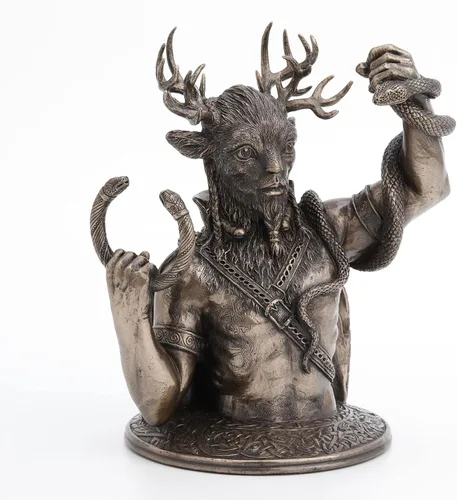 Vista 6 de Veronese Design Cernunnos - Estatua de resina con cuernos de 8 5/8 pulgadas, acabado en bronce