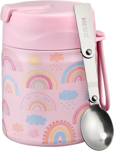 Vista 11 de Pawtong Termo para sopa de 17oz para alimentos calientes para niños, tarro de alimentos aislado al vacío con cuchara de acero inoxidable de boca