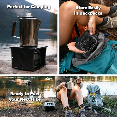Vista 4 de Coghlan's Estufa de Campamento Plegable Portátil – Estufa de Cocina Compacta y Ligera de Acero para Camping, Mochilero, Senderismo o Uso