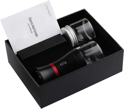 Vista 6 de Molinillo eléctrico de hierbas para especias, recargable por USB, 2 cámaras de hierbas de vidrio de 1.7 oz - Mini portátil (negro)