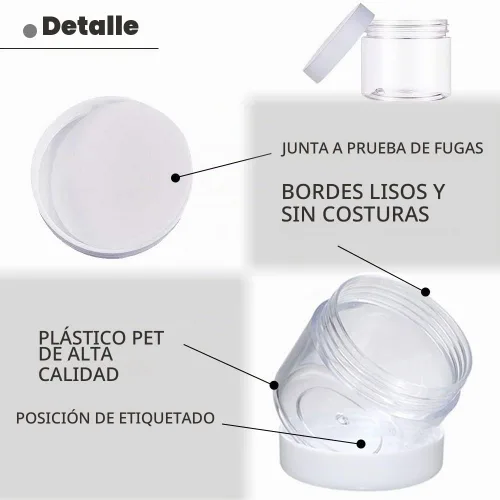 Vista 3 de 20 frascos vacíos de plástico de 2 onzas con tapas (blanco, blanco), recipientes de almacenamiento recargables de boca ancha para cosméticos