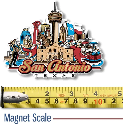 Vista 2 de Imán de San Antonio, Texas City por Classic Magnets, recuerdos coleccionables de goma 3D estilo vintage y regalos fabricados en los Estados Unidos