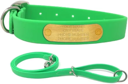 Vista 22 de Regal Dog Products Collares de perro pequeños negros impermeables con placa de nombre personalizada grabada Collar de perro de Biothane