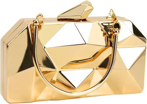 Vista 12 de Reberomantic - Bolso de mano para mujer con patrón de celosía, geométrico, con cadena, tipo clutch para la noche