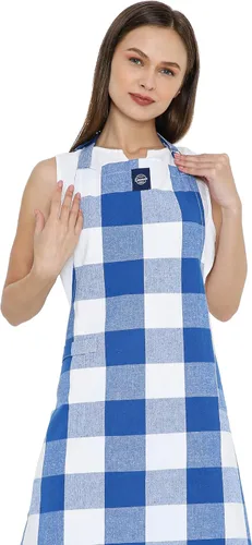 Vista 10 de Encasa XO Delantales de cocina de algodón para mujeres y hombres con bolsillo y bucle para toalla, correa ajustable para cuello y espalda