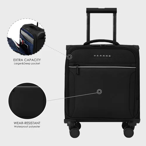Vista 3 de VERAGE Teldo Softside - Maleta extensible con ruedas giratorias, Negro -, Equipaje de transporte Softside
