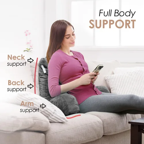 Vista 3 de Nestl - Almohada de lectura estándar de espuma viscoelástica triturada, almohada de respaldo para leer y reposar en cama, almohada para la espalda