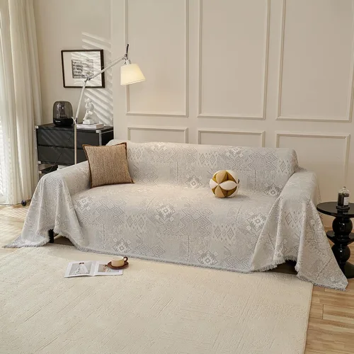 Vista 16 de DREAMINGO Funda de Sofá de Chenilla Beige Bohemia Geométrica Jacquard para Sofá de 3 Cojines Antideslizante Seccional Forma de L para Perros