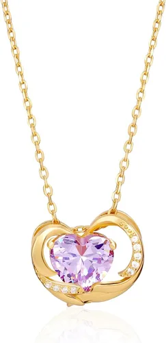 Collar de corazón de plata de ley 925 con circonita cúbica, collar morado para madre, esposa, hermana, aniversario, cumpleaños, Navidad, día de la