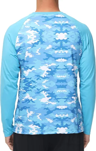 Vista 2 de Camiseta de natación para hombre, protección solar UPF 50+, camiseta de camuflaje de secado rápido para pesca, senderismo, playa, camisas de manga
