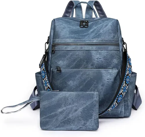 Vista 10 de Mochila para mujer, mochila impermeable de piel sintética, ligera, a la moda, multiusos, convertible, mochila de viaje, bolso de hombro, color negro