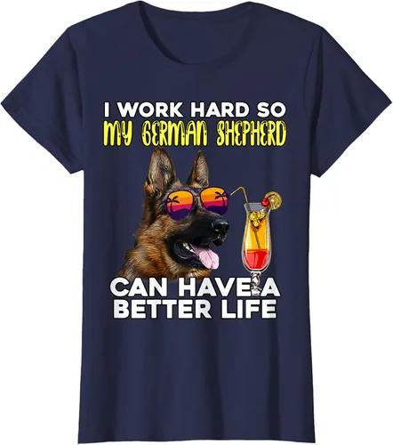 Vista 26 de Camiseta I Work Hard So My German Shepherd Can Have A Better Life Negro