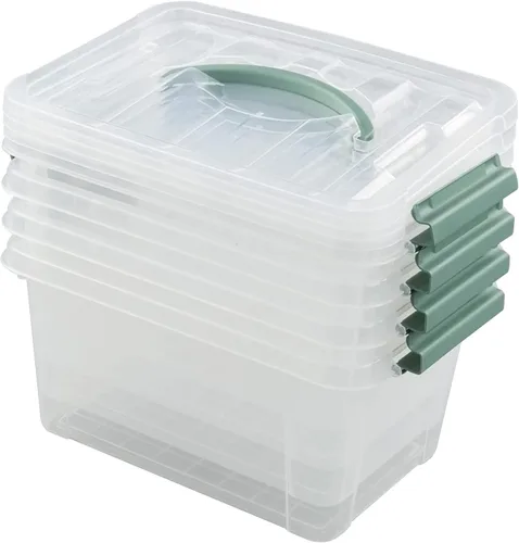 Vista 2 de Paquete de 4 cajas de almacenamiento transparentes de 6 cuartos de galón, contenedores de plástico con tapas