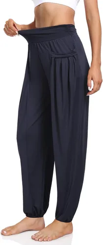 Vista 3 de ELGOGY Pantalones deportivos tipo harén para mujer, cintura alta, casuales, holgados, para entrenamiento, yoga, holgados, cómodos, con bolsillos