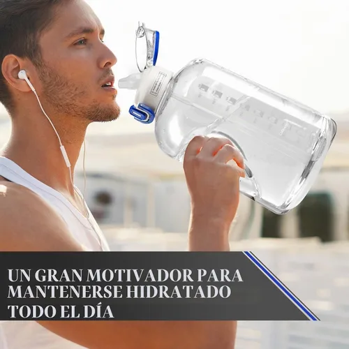 Vista 7 de Botella de agua de 64 onzas con popote, botella de medio galón con tiempos para beber, jarra de agua reutilizable a prueba de fugas con asa