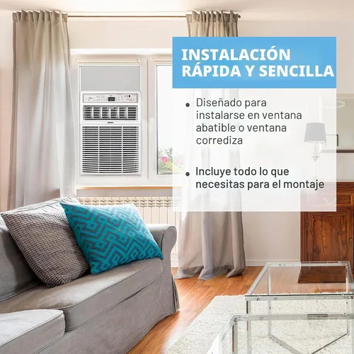 Vista 5 de Perfect Aire 10,000 BTU Aire Acondicionado con panel deslizante para ventana A/C - Modelo de apertura, 10000, Gris