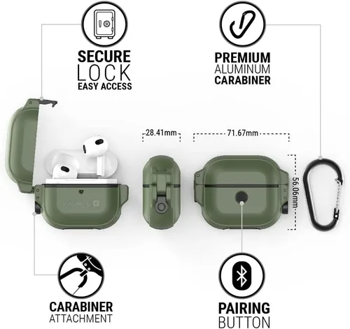 Vista 7 de Catalyst Funda de protección total para AirPods de 3ª generación, funda impermeable de 330 pies para AirPods 3, funda a prueba de golpes