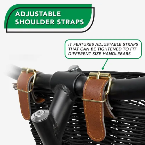 Vista 3 de ProSource Bicycle Front Basket for All Ages, Detachable Bike Basket with Adjustable Straps, Fits Most Bikes, 15LB Capacity