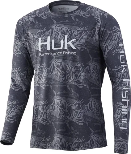 Vista 65 de Huk Pursuit Vented LS para hombre Refracción Fish Fade - San Sal/Wahoo