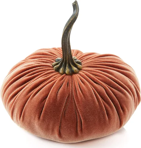 Vista 12 de Your Heart's Content Calabaza de terciopelo de 9 pulgadas, decoración de otoño hecha a mano, centro de mesa de boda de otoño, decoración rústica