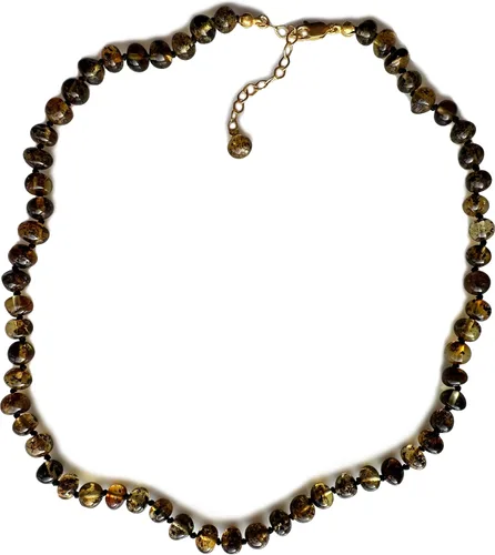 Vista 9 de Collar de ámbar para mujer con cierre de plata chapada en oro de 18 quilates, 19 pulgadas con extensor de 2 pulgadas, hecho a mano con cuentas