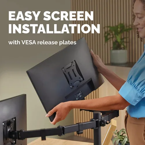 Vista 6 de Fellowes Brazo de monitor doble ajustable para todos los días: tiene capacidad para dos pantallas de hasta 32 pulgadas con un peso de 19.84 libras