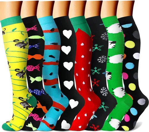 Vista 18 de CHARMKING Calcetines de compresión para mujeres y hombres para circulación (8 pares) 15-20 mmHg, mejor soporte para ciclismo atlético