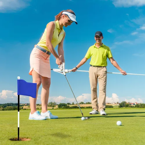 Vista 5 de Oudain 6 banderas de golf con tubo insertado, impermeable, banderas de golf de nailon 420D, banderas de mini pin para patio, interior, exterior Azul