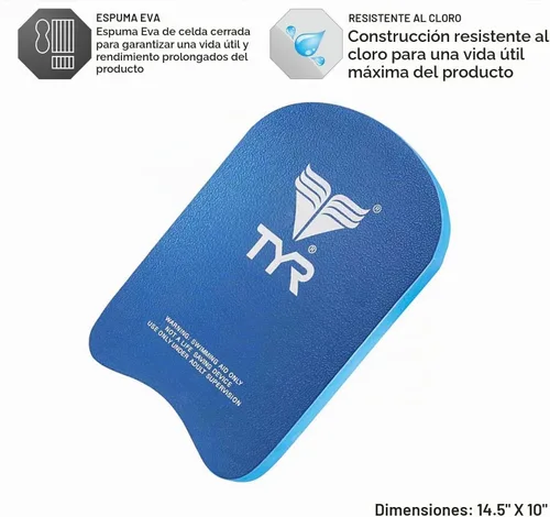 Vista 5 de TYR Junior Kickboard Swimming Training Aid, Pool Exercise Equipment Azul