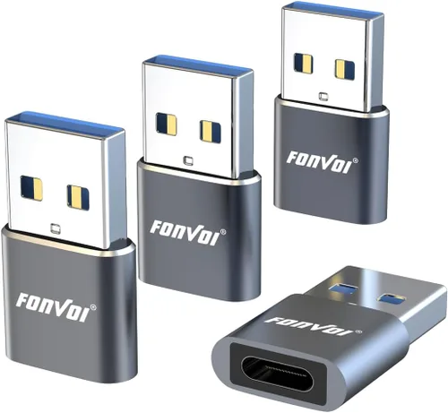 Vista 7 de Paquete de 4 adaptadores USB a USB C, cargador USB C hembra a A macho tipo C compatible con Apple MagSafe, iPhone 11, 12, 13, 14 Pro Max, Samsung