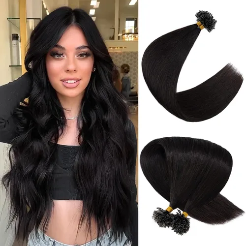 Vista 11 de Extensiones de cabello humano con punta en U, con queratina de fusión caliente, extensiones de cabello humano real, extensiones de cabello Remy