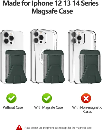 Vista 6 de ExtreLife Tarjetero magnético compatible con MagSafe Wallet Stand para iPhone 17/16/15/14/13/12, compatible con 7 tarjetas, verde y gris Magnetic