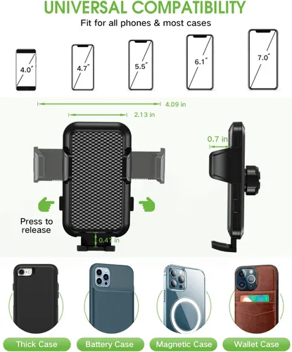 Vista 4 de Soporte para teléfono con taza mejorado 2025 para automóvil, soporte universal para taza sin sacudidas, soporte de teléfono con base expandible