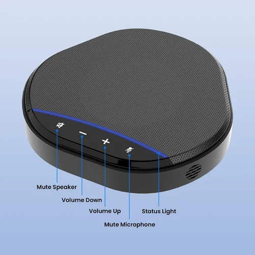Vista 8 de Altavoz de conferencia con captación de voz de 360°, reducción de ruido AI y cancelación de eco, micrófono de escritorio USB Plug and Play