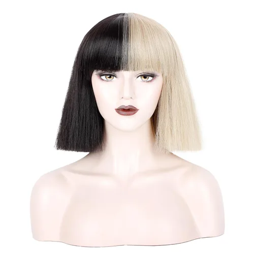 Vista 13 de WeKen peluca de moda con corte bob corto, con flequillo recto, para mujer, peluquines sintéticos, Negro