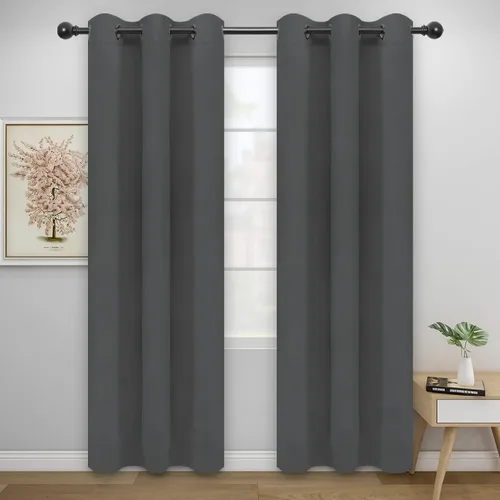 Vista 241 de Easy-Going - Cortinas opacas para dormitorio, aislamiento térmico sólido con ojales, cortinas de ventana para reducción de ruido, cortinas