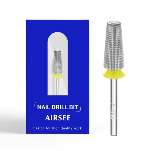 Vista 12 de AIRSEE Broca de carburo de tungsteno 5 en 1 para uñas acrílicas, lima eléctrica Efile, punta de cabeza para manicura, pulido rápido, quitar gel, Oro