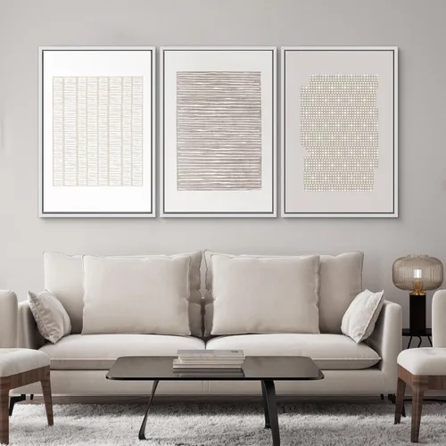 Vista 308 de SIGNWIN Lienzo enmarcado para pared, juego de arte neutro de bosque brumoso, ilustraciones en tono tierra, arte moderno, decorativo, bohemio