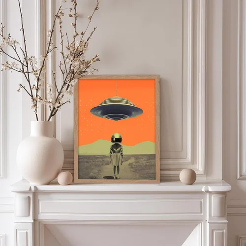 Vista 5 de Poster Master Póster OVNI – Impresión de mujer enmascarada – Arte extraterrestre – Arte surrealista – Arte de ciencia ficción – Regalo para hombres